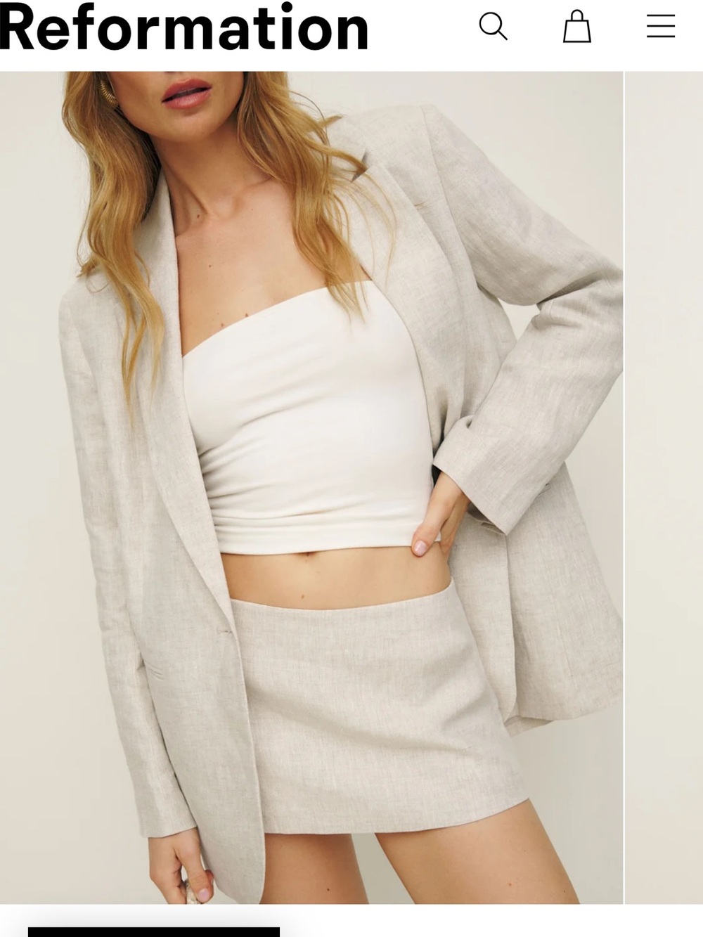Reformation Neutral Linen Mia skort
